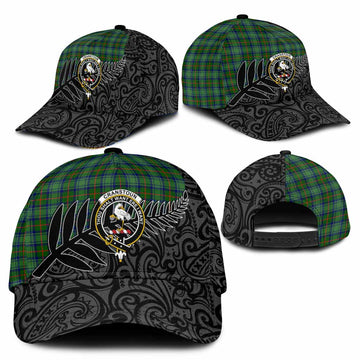 Cranstoun (Cranston) Crest Tartan Classic Cap with New Zealand Silver Fern Half Style