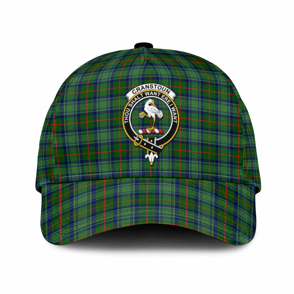 Cranstoun (Cranston) Tartan Classic Cap with Family Crest