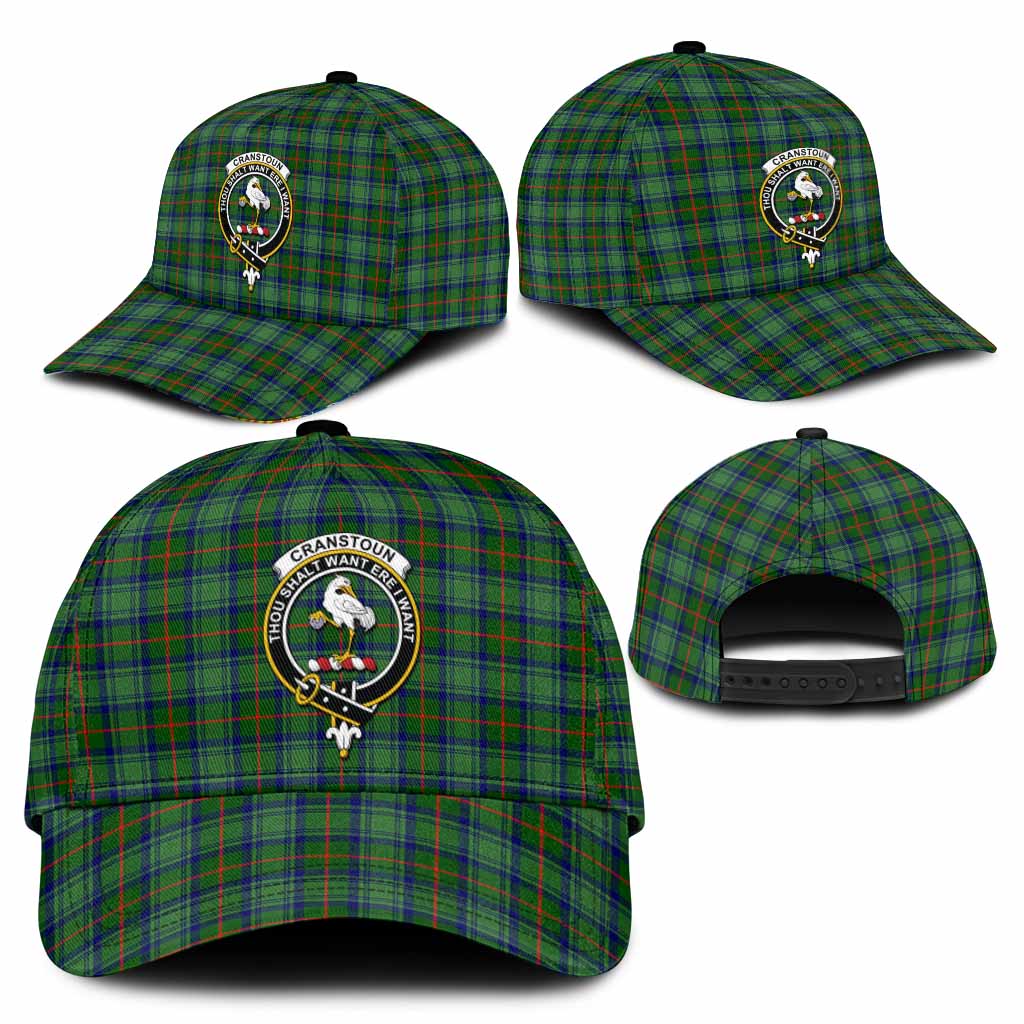 Cranstoun (Cranston) Tartan Classic Cap with Family Crest