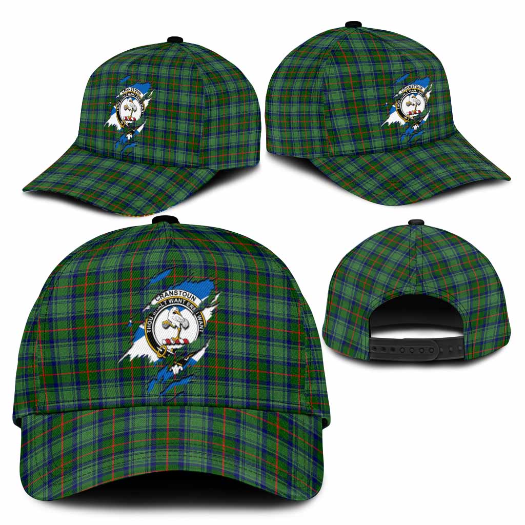 Cranstoun (Cranston) Tartan Classic Cap with Family Crest In Me Style