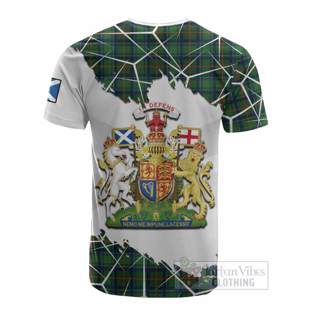Cranstoun (Cranston) Tartan Cotton T-shirt with Family Crest and Lion Rampant Grunge Style