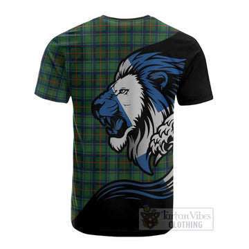 Cranstoun (Cranston) Tartan Crest Cotton T-shirt Scottish Golden Lions Wave Flow