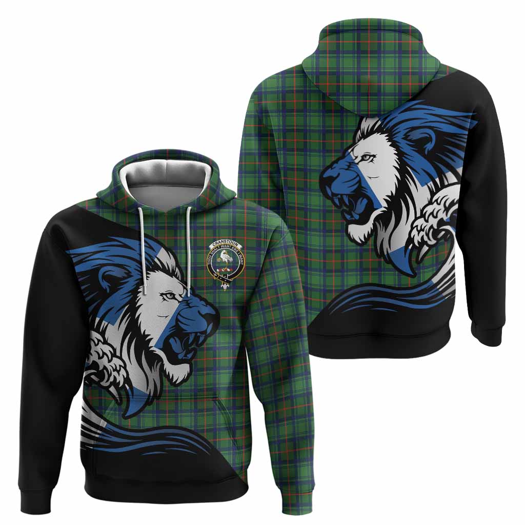 Cranstoun (Cranston) Tartan Crest Hoodie Scottish Golden Lions Wave Flow