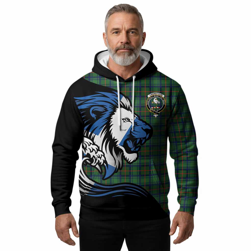 Cranstoun (Cranston) Tartan Crest Hoodie Scottish Golden Lions Wave Flow
