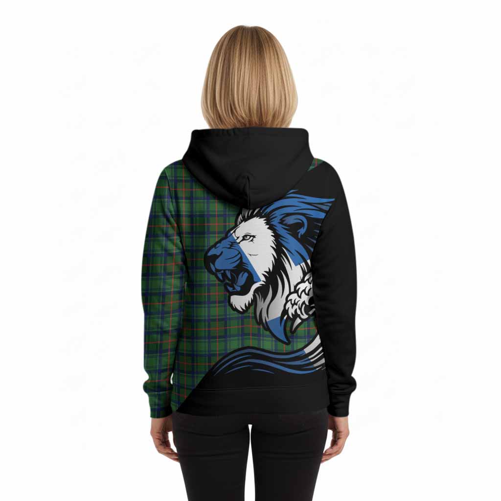 Cranstoun (Cranston) Tartan Crest Hoodie Scottish Golden Lions Wave Flow