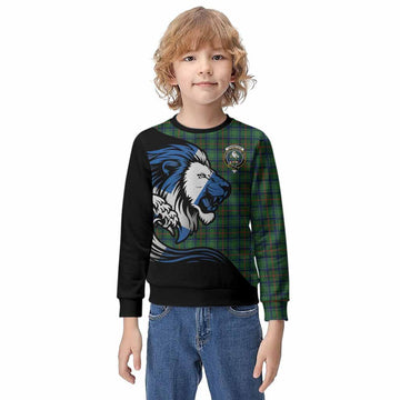 Cranstoun (Cranston) Tartan Crest Kid Knitted Sweatshirt Scottish Golden Lions Wave Flow