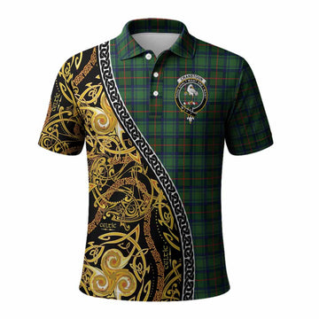 Cranstoun (Cranston) Tartan Crest Polo Shirt Celtic Knot and Triple Trickle Spiral Symbols
