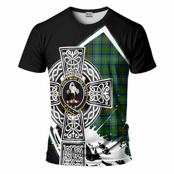 Cranstoun (Cranston) Tartan Crest T-Shirt Scottish Celtic Cross Heritage