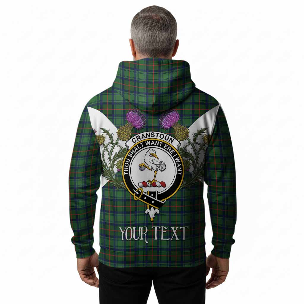 Cranstoun (Cranston) Tartan Family Crest Hoodie Scottish Burns Night Thistle Floral