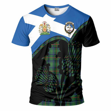Cranstoun (Cranston) Tartan Family Crest T-Shirt Scotland Thistle Floral Flag Style