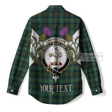 Cranstoun (Cranston) Tartan Family Crest Women Casual Shirt Scottish Burns Night Thistle Floral