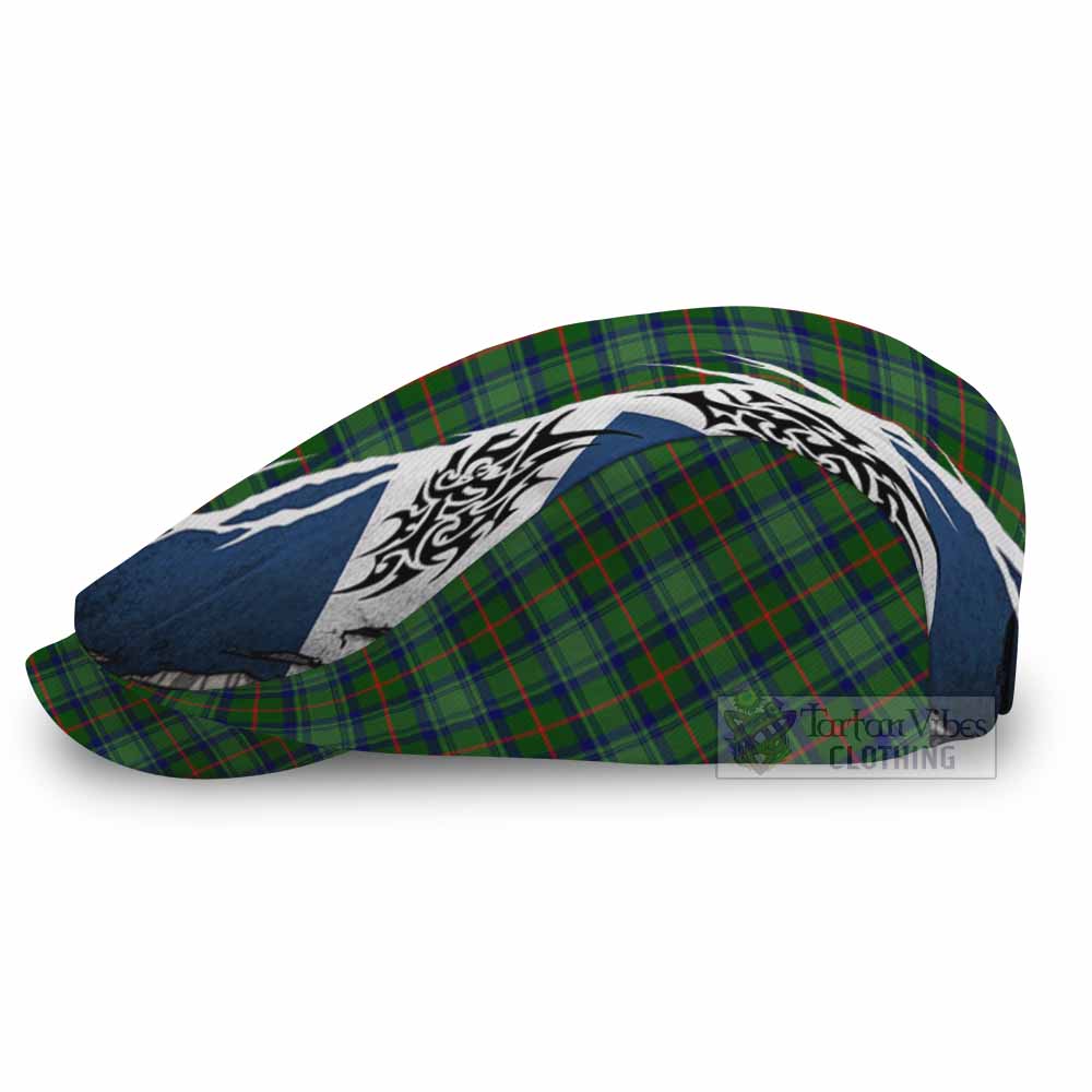 Cranstoun (Cranston) Tartan Flat Cap, Jeff Cap Scotland Flag Ripped Tribal Design