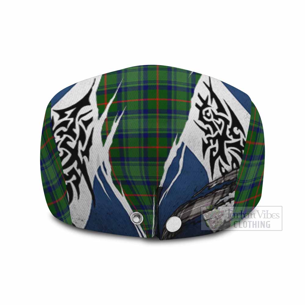 Cranstoun (Cranston) Tartan Flat Cap, Jeff Cap Scotland Flag Ripped Tribal Design