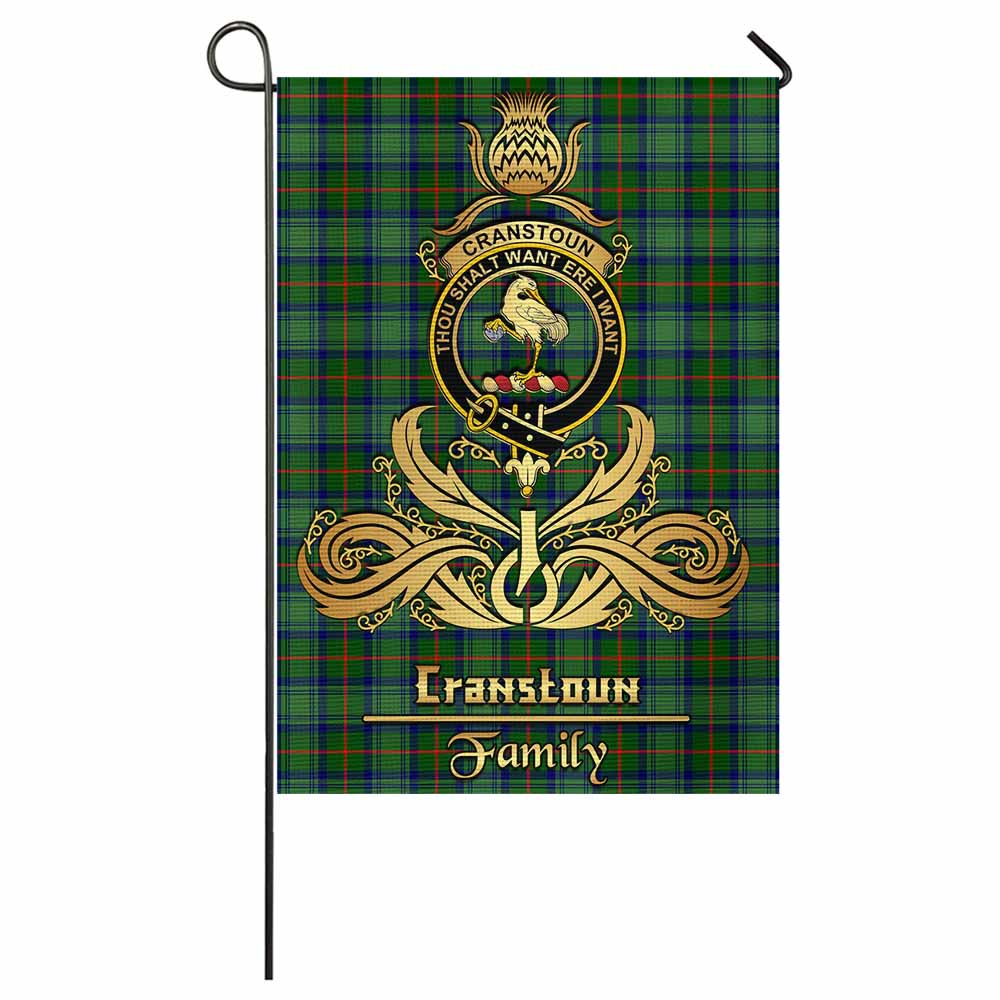 Cranstoun (Cranston) Tartan Garden Flag with Highland Thistle Cherish Family Crest Style - Tartan Vibes Clothing