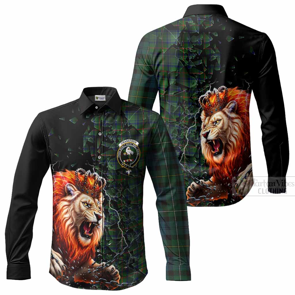 Cranstoun (Cranston) Tartan Mighty Lion Long Sleeve Button Shirts Explosion Flying Pieces