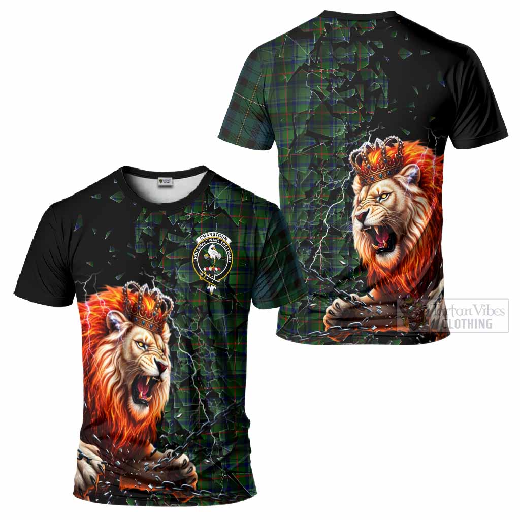 Cranstoun (Cranston) Tartan Mighty Lion T-Shirt Explosion Flying Pieces