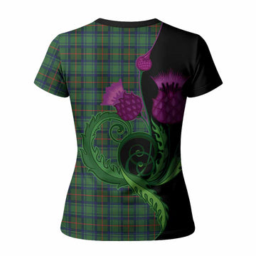 Cranstoun (Cranston) Tartan Women T shirt Traditional Scottish Thistle