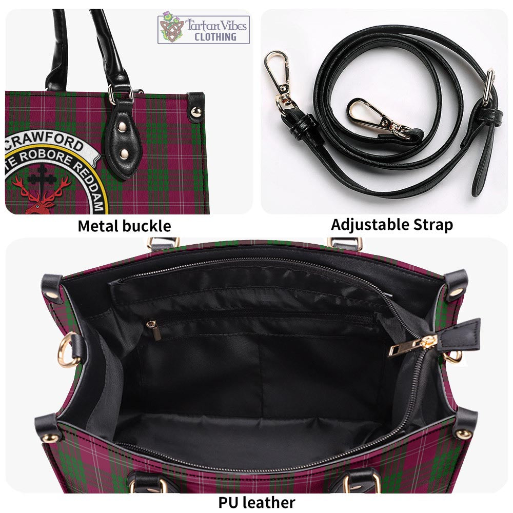 Tartan Vibes Clothing Crawford Tartan Luxury Leather Handbags with Family Crest
