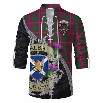 Tartan Vibes Clothing Crawford Tartan Family Crest Ghillie Kilt Shirt Lion Rampant Royal Thistle Shield Celtic Inspired