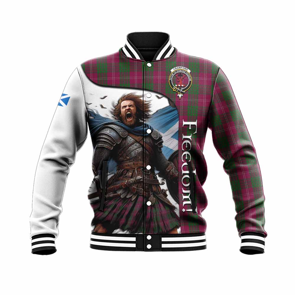 Tartan Vibes Clothing Crawford Crest Tartan Baseball Jacket Inspired by the Freedom of Scottish Warrior