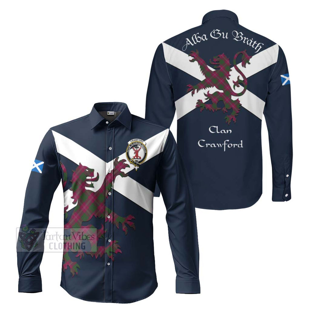 Tartan Vibes Clothing Crawford Tartan Lion Rampant Long Sleeve Button Shirt – Proudly Display Your Heritage with Alba Gu Brath and Clan Name