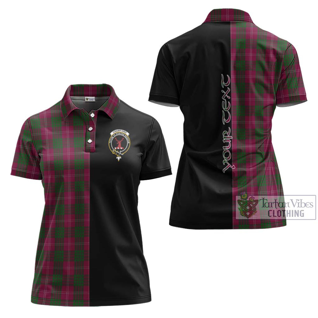 Crawford Tartan Women's Polo Shirt with Family Crest and Half Of Me Style Women - Tartanvibesclothing Shop