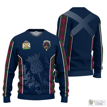 Tartan Vibes Clothing Crawford Tartan Knitted Sweatshirt with Family Crest and Scottish Thistle Vibes Sport Style