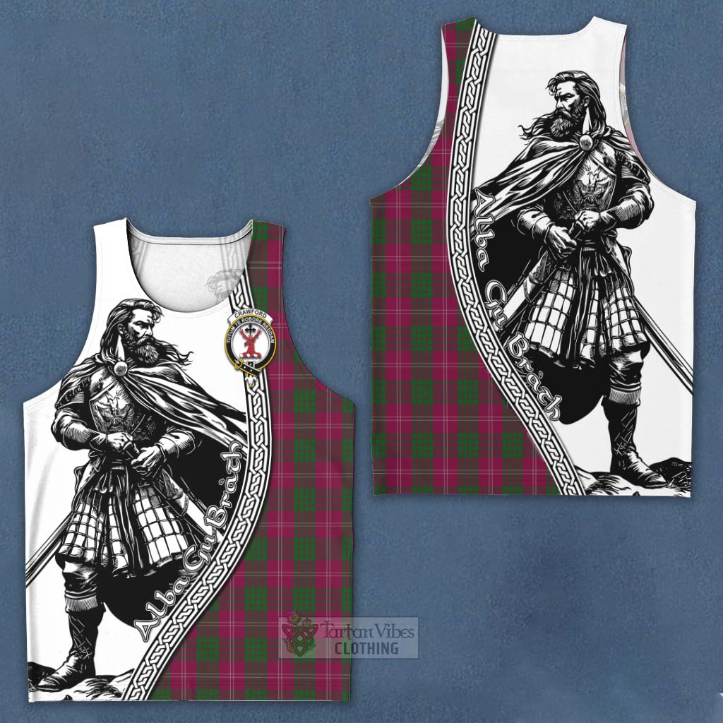 Tartan Vibes Clothing Crawford Tartan Clan Crest Men's Tank Top with Highlander Warrior Celtic Style