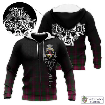 Tartan Vibes Clothing Crawford Tartan Knitted Hoodie Featuring Alba Gu Brath Family Crest Celtic Inspired