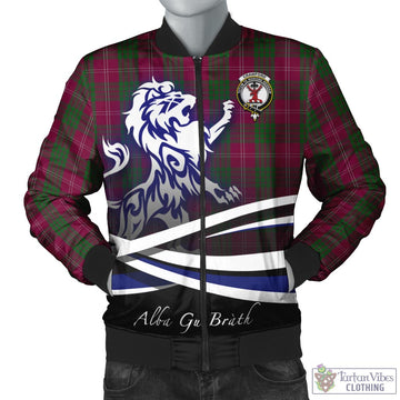 Crawford Tartan Bomber Jacket with Alba Gu Brath Regal Lion Emblem