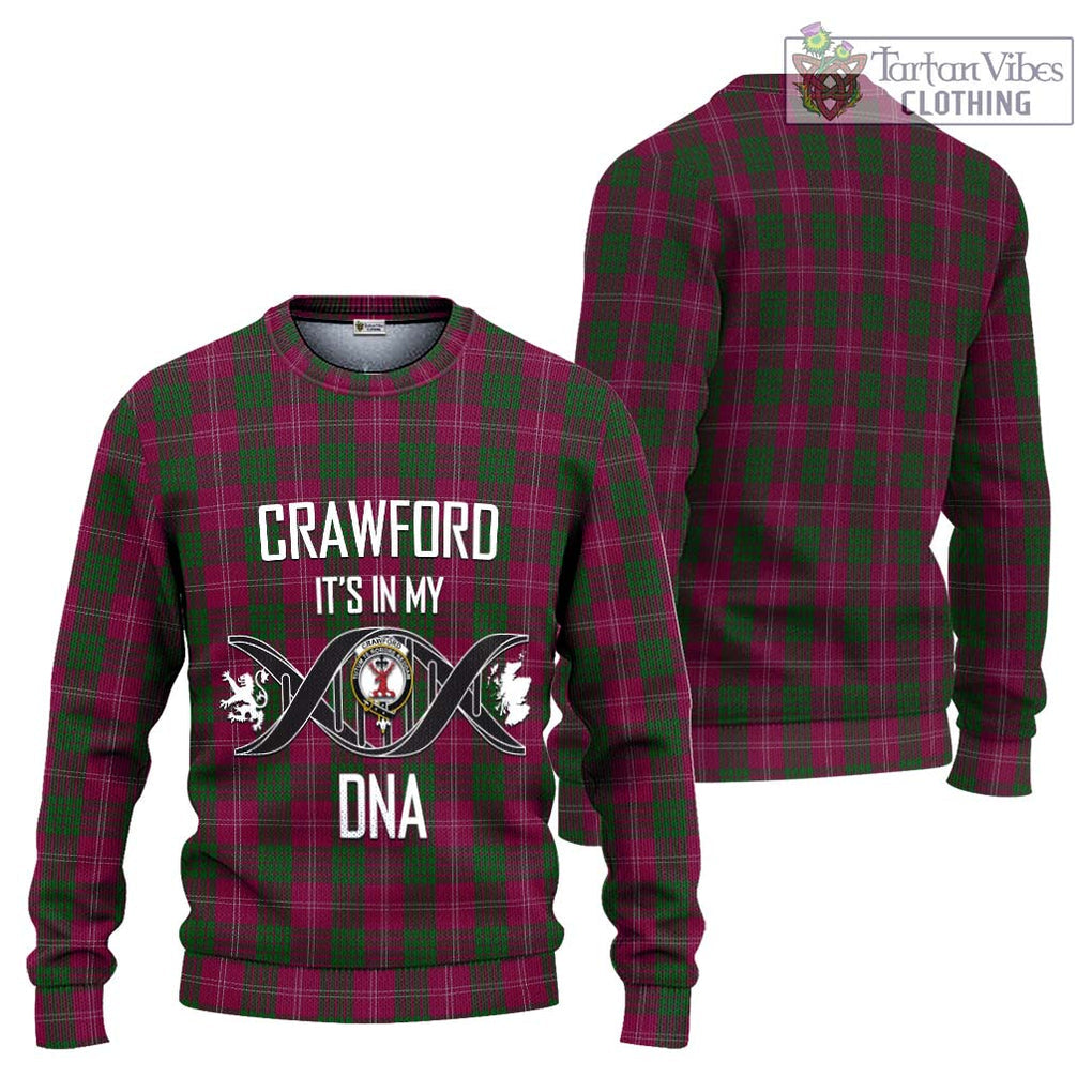 Crawford Tartan Knitted Sweater with Family Crest DNA In Me Style Unisex - Tartanvibesclothing Shop