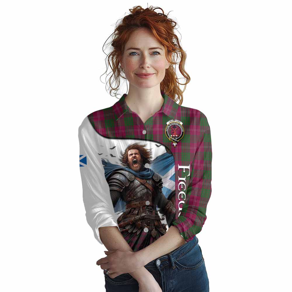 Tartan Vibes Clothing Crawford Crest Tartan Women's Casual Shirt Inspired by the Freedom of Scottish Warrior
