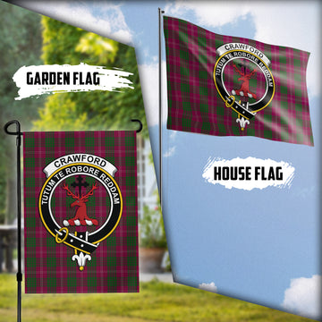 Crawford Tartan Flag with Family Crest