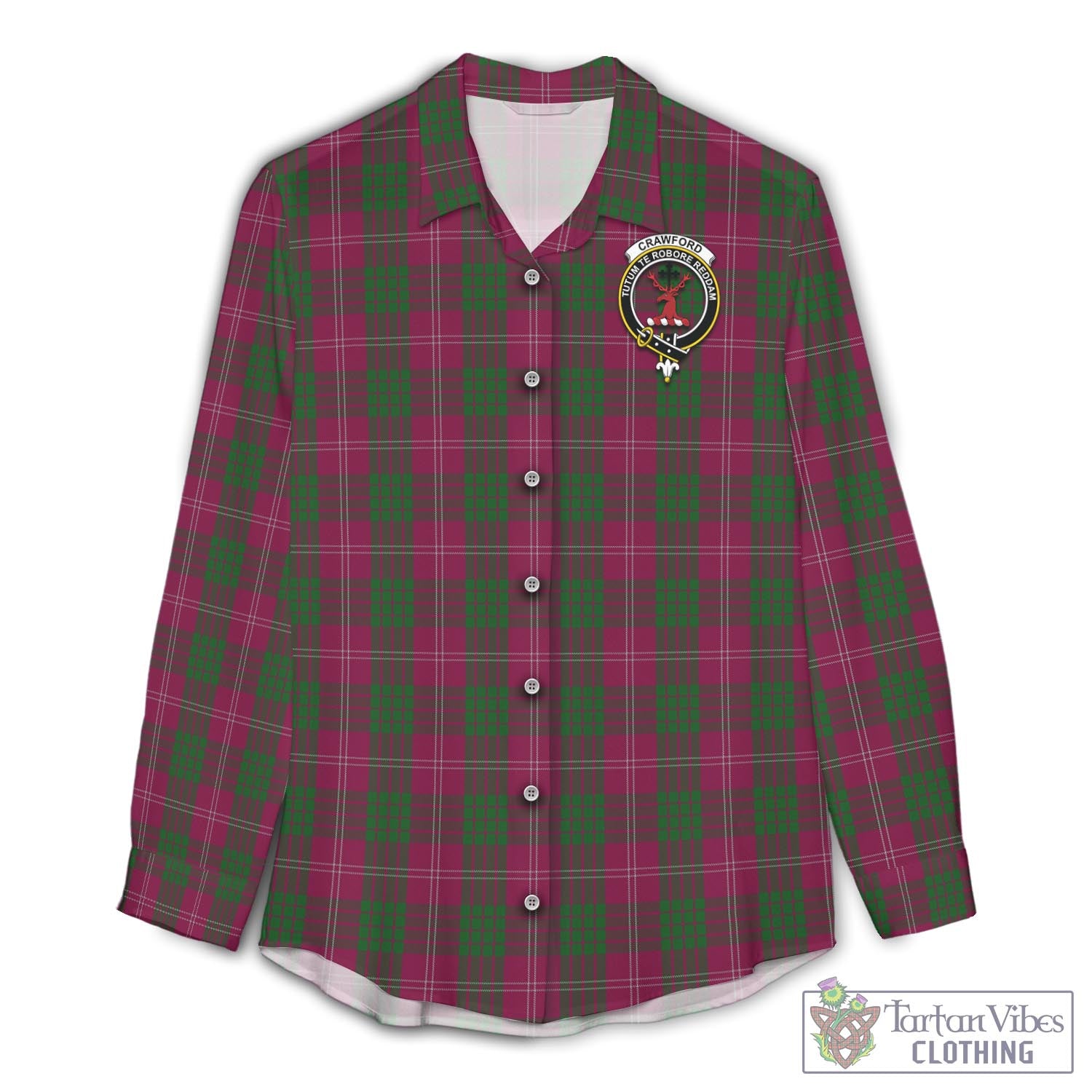 Tartan Vibes Clothing Crawford Tartan Womens Casual Shirt with Family Crest