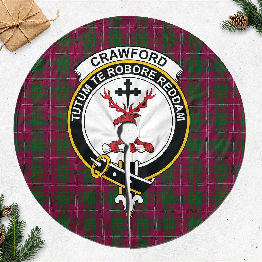 Crawford Tartan Christmas Tree Skirt with Family Crest - Tartanvibesclothing