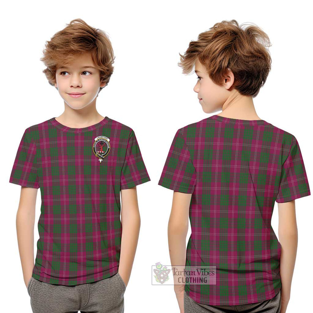 Crawford Tartan Kid T-Shirt with Family Crest Youth XL Size14 - Tartanvibesclothing Shop