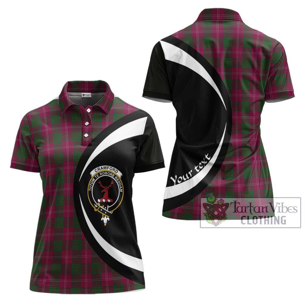 Crawford Tartan Women's Polo Shirt with Family Crest Circle Style Women - Tartan Vibes Clothing