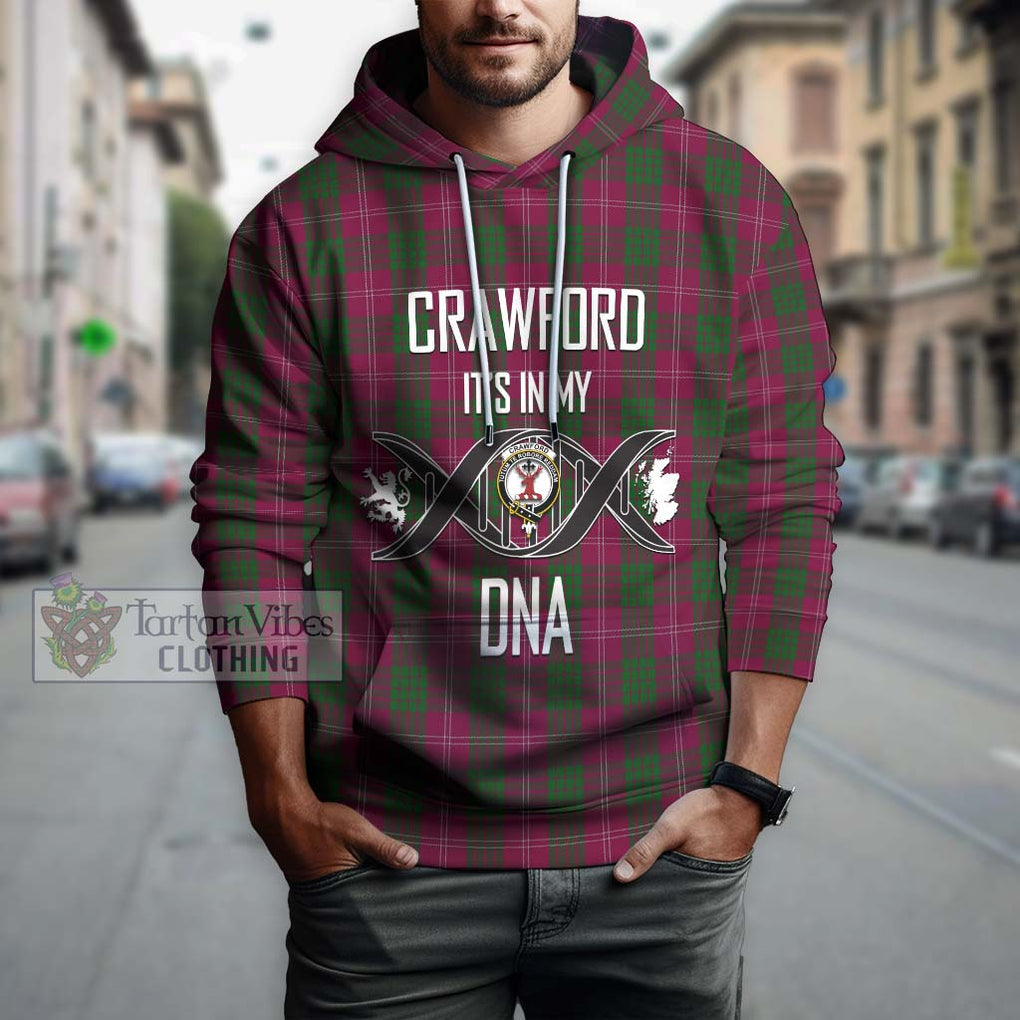 Crawford Tartan Hoodie with Family Crest DNA In Me Style Pullover Hoodie - Tartanvibesclothing Shop