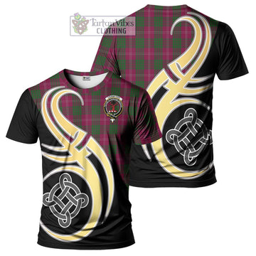 Tartan Vibes Clothing Crawford Tartan T-Shirt with Family Crest and Celtic Symbol Style