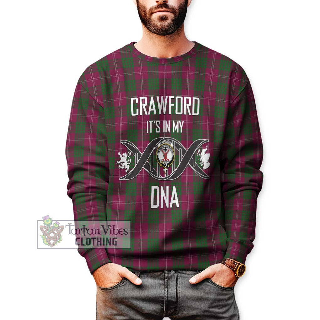 Crawford Tartan Sweatshirt with Family Crest DNA In Me Style Unisex - Tartanvibesclothing Shop