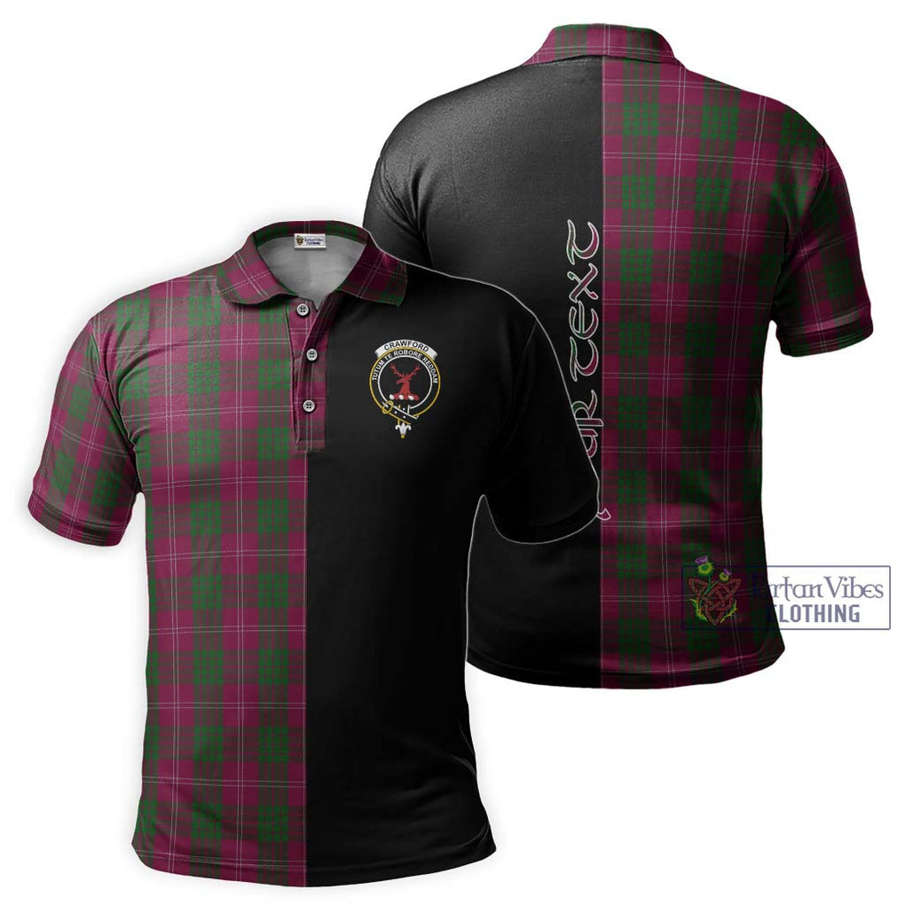Crawford Tartan Polo Shirt with Family Crest and Half Of Me Style Kid - Tartanvibesclothing Shop
