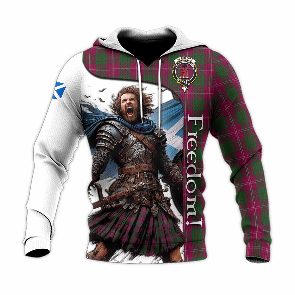 Tartan Vibes Clothing Crawford Crest Tartan Knitted Hoodie Inspired by the Freedom of Scottish Warrior