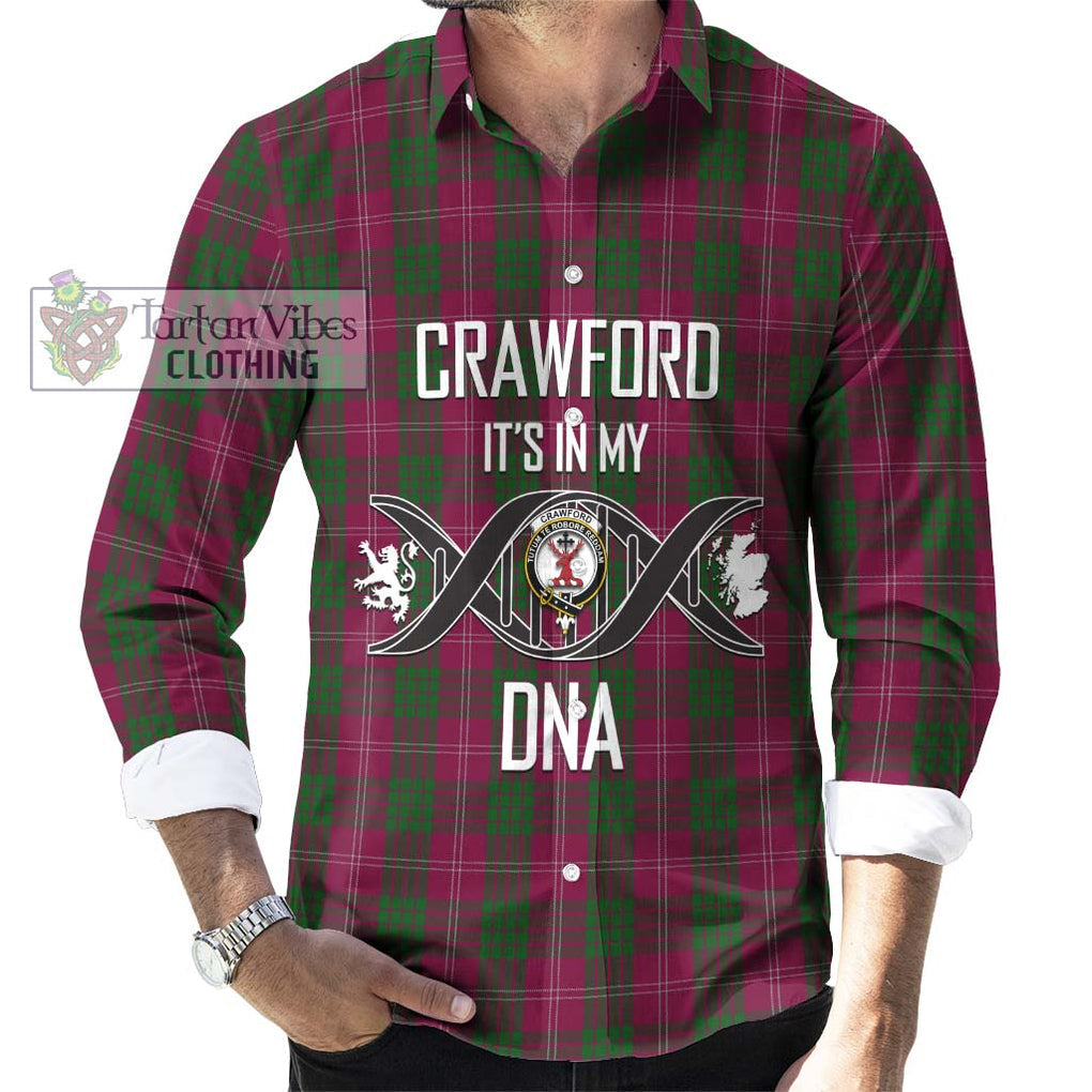 Crawford Tartan Long Sleeve Button Shirt with Family Crest DNA In Me Style Men's Shirt S - Tartanvibesclothing Shop
