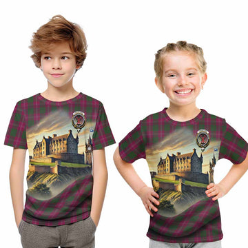 Crawford Tartan Family Crest Kid T-Shirt with Scottish Ancient Castle Style