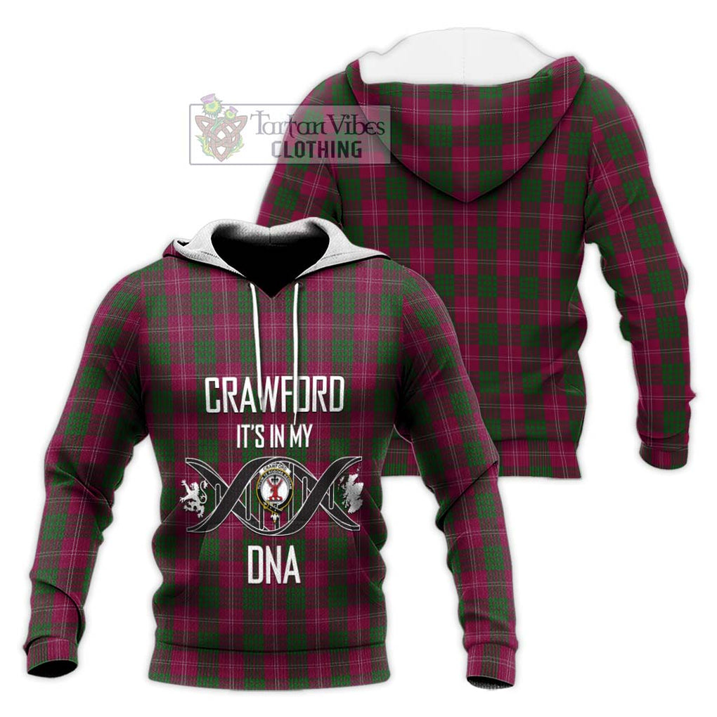 Crawford Tartan Knitted Hoodie with Family Crest DNA In Me Style Unisex Knitted Pullover Hoodie - Tartanvibesclothing Shop