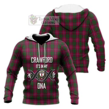 Crawford Tartan Knitted Hoodie with Family Crest DNA In Me Style Unisex Knitted Pullover Hoodie - Tartanvibesclothing Shop