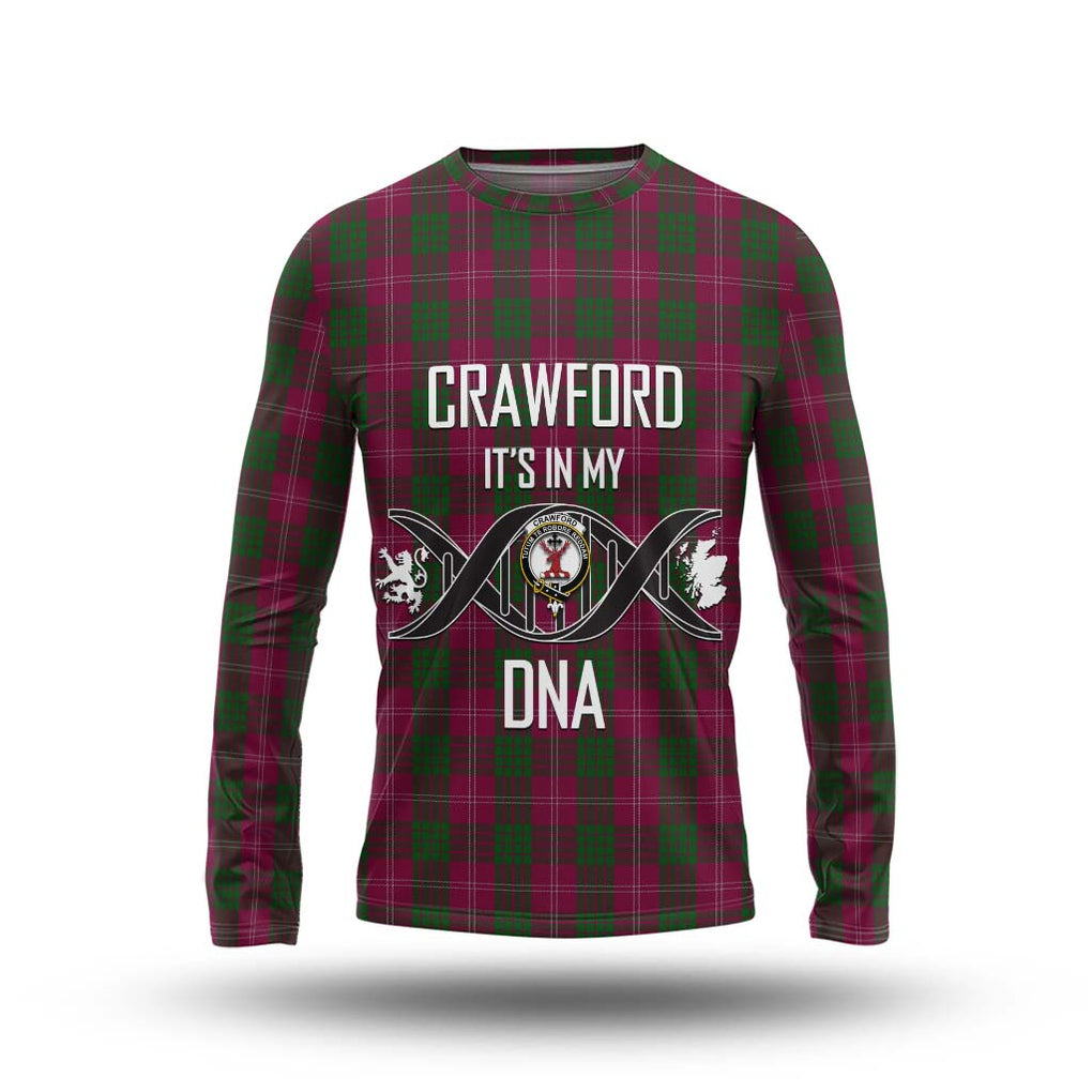 Crawford Tartan Long Sleeve T-Shirt with Family Crest DNA In Me Style Unisex - Tartanvibesclothing Shop
