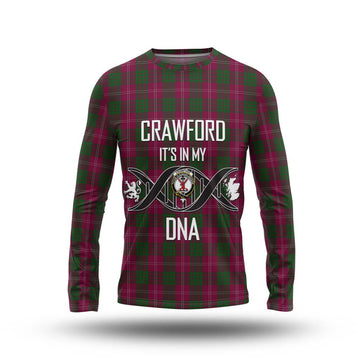 Crawford Tartan Long Sleeve T-Shirt with Family Crest DNA In Me Style Unisex - Tartanvibesclothing Shop