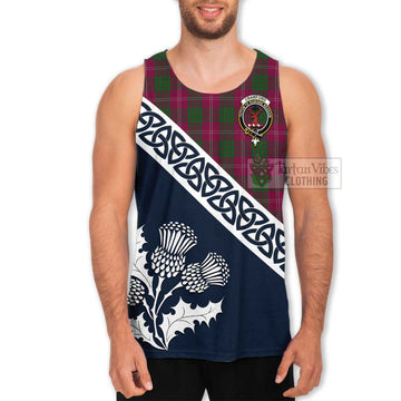 Crawford Tartan Men's Tank Top Featuring Thistle and Scotland Map