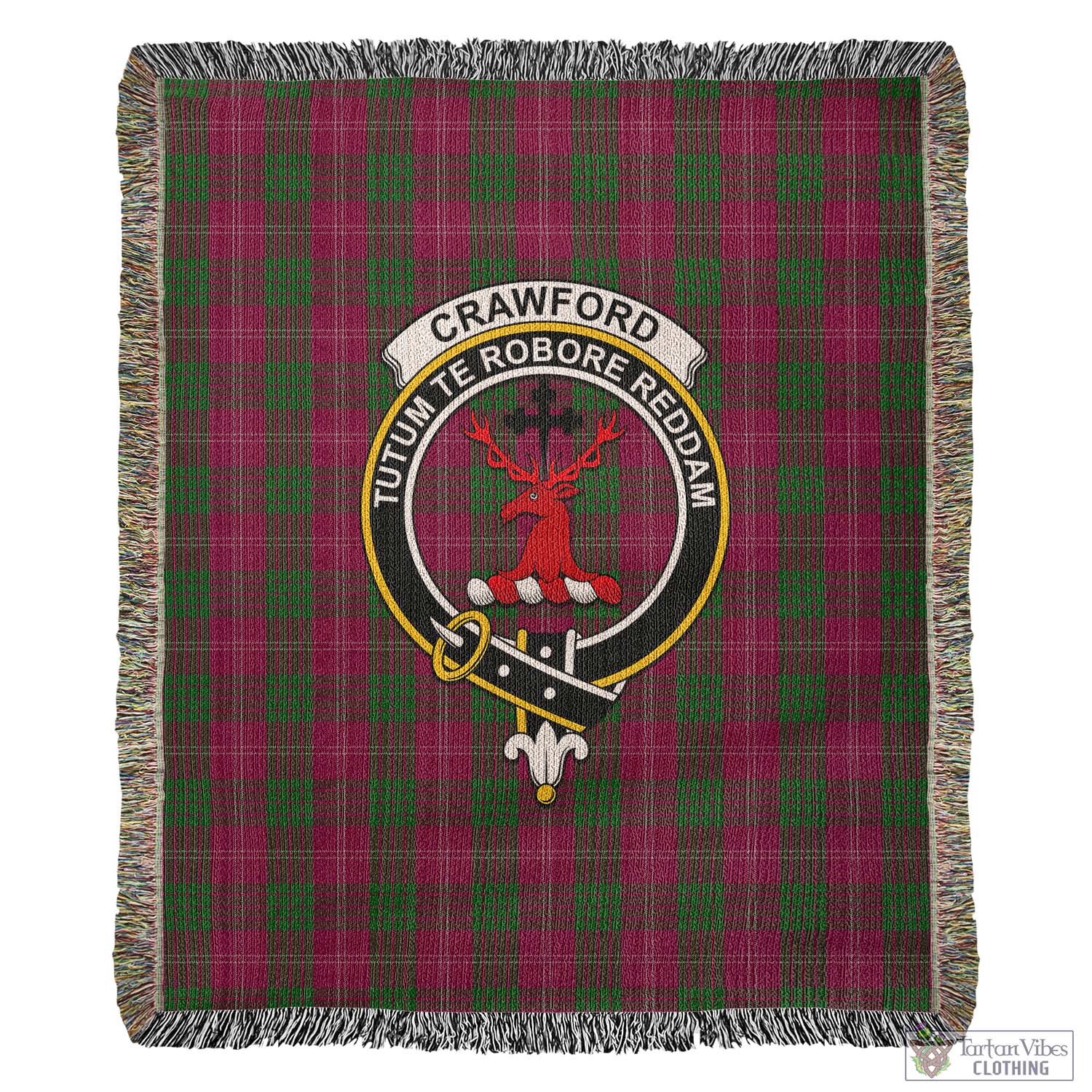 Tartan Vibes Clothing Crawford Tartan Woven Blanket with Family Crest